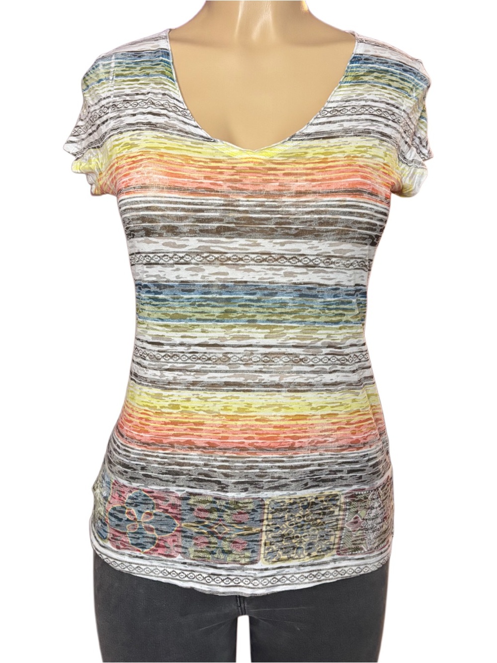 Maurice’s Women's Multicolor Striped V-Neck Top- Size Medium
